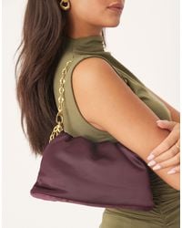 ASOS - Satin Pouch Clutch Bag With Chain Detail - Lyst