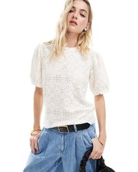 Object - T-Shirt Van Jersey Met Broderie - Lyst