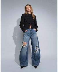 ASOS - Barrel Leg Jeans Met Strik En Scheuren - Lyst