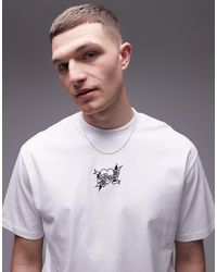 TOPMAN - T-shirt ultra oversize avec cœur et mot brodés style tatouage - Lyst