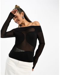& Other Stories - Long Sleeve Top With Cut Out Mesh Detail - Lyst