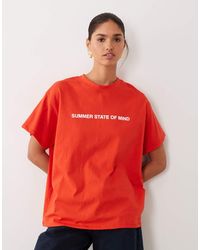 ASOS - Short Sleeve Oversized Top With Slogan Print - Lyst