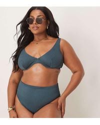 ASOS - Asos Design Curve Riddy Rib High Leg High Waist Bikini Bottom - Lyst