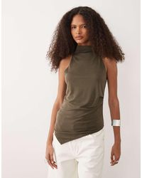 Mango - Hoogsluitende Mouwloze Top Met Asymmetrische Zoom - Lyst