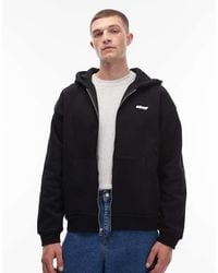 Obey - Sudadera Negra Extragrande Con Capucha Y Cremallera De Tejido Grueso Gaze De - Lyst