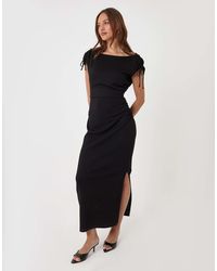 Threadbare - Ruched Shoulder Tie Midi Dress - Lyst