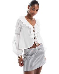 Brave Soul - Blouse volantée sur le devant à manches longues - Lyst