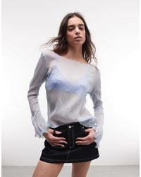 Monki - Sheer Floaty Long Sleeve Top - Lyst