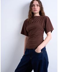TOPSHOP - Ruched Detail Short Sleeve Top - Lyst