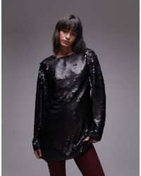 TOPSHOP - – langärmliges pailletten-minikleid - Lyst