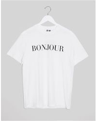 ASOS T-shirt With Bonjour Print-black - White
