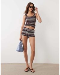 Motel - Ruvan Stripe Mini Short - Lyst