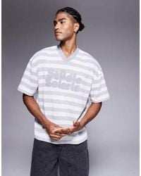 ASOS - Boxy Oversized T-shirt With V-neck And Text Graphic - Lyst