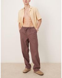 ASOS - baggy Linen Blend Pants - Lyst
