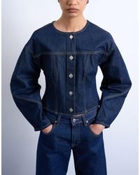 TOPSHOP - Denim Cinch Back Shirt With Ovoid Sleeve - Lyst