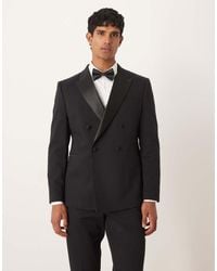 ASOS - Giacca Da Abito Stile Smoking Slim Fit Nera Testurizzata - Lyst