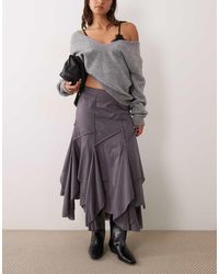 ASOS - Asymmetric And Seam Detail Midi Skirt - Lyst
