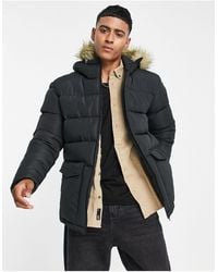 French Connection - Padded Parka Jacket With Faux Fur Hood - Lyst