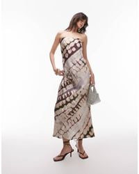 TOPSHOP - Satin Bandeau Slip Maxi Dress - Lyst