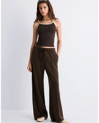 Stradivarius - Soft-Touch Wide-Leg Jogger Trousers With Front Seam Detail - Lyst