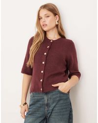 Vila - Short Sleeve Knitted Cardigan - Lyst