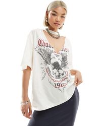 ASOS - Oversized T-shirt With Chaotic Noise Rock Graphic And Cut Out Neck - Lyst