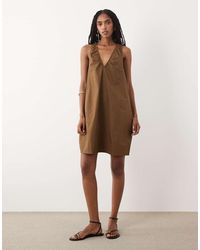 ARKET - Pure Cotton Sleeveless V-neck Volume Midi Dress - Lyst