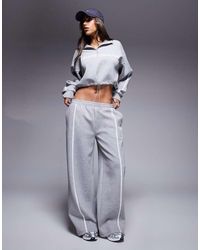 ASOS - Joggers Jaspeado De Pernera Ancha Con Detalle De Raya De Tejido Efecto Neopreno De Weekend Collective (Parte De Un Conjunto) - Lyst