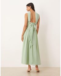 ASOS - Midi-Jurk Met Sjaal, Gestrikte Achterkant En Verlaagde Taille - Lyst