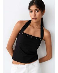 Mango - Teen Knitted Halterneck Top With Studded Detail - Lyst