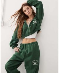 Collusion - Retro Style Fleece Crop Zip Hoodie Co-ord - Lyst