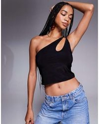 ASOS - Slinky Twist Strap One Shoulder Crop Top - Lyst
