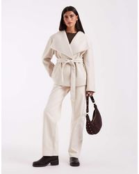Vero Moda - Funnel Neck Belted Short Formal Jacket - Lyst
