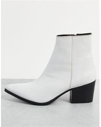 ASOS Heeled Chelsea Boots With Pointed Toe - White