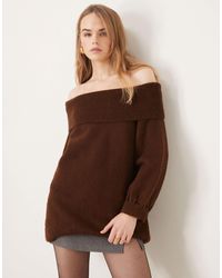 Miss Selfridge - Oversized Off The Shoulder Knitted Jumper - Lyst