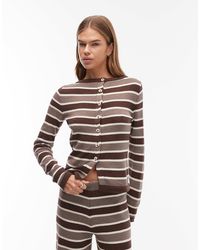 ASOS - Gilet d'ensemble en maille rayée - marron - Lyst