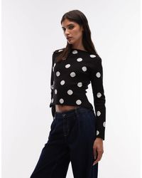 ASOS - – feinstrickpullover mit punktemuster und u-boot-ausschnitt - Lyst