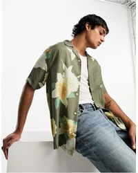 AllSaints - Camisa caqui con estampado floral alamein - Lyst