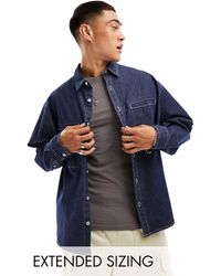 ASOS - Denim Boxy Oversized Shirt With Contrast Stitching - Lyst