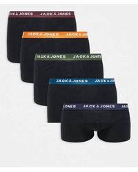 Jack & Jones - 5 Pack Trunks With Coloured Waistbands - Lyst