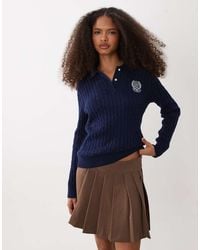 Polo Ralph Lauren - Wimbledon Capsule Cotton Cable Knit Polo With Crest Embroidery - Lyst