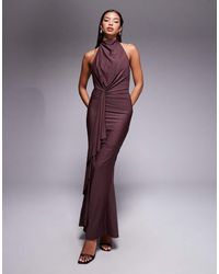 ASOS - Sculpting Jersey High Neck Drape Ruffle Maxi Dress - Lyst