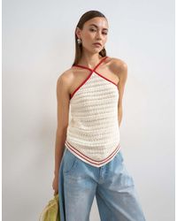 TOPSHOP - Knitted Stitchy Halter Top - Lyst