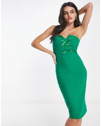 Vesper - Bandeau Bow Detail Midi Dress - Lyst