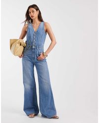 Levi's - Denim Vest Wide Leg Jumpsuit - Lyst