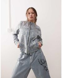 Ed Hardy - Rose Skull Motocross Denim Jacket - Lyst