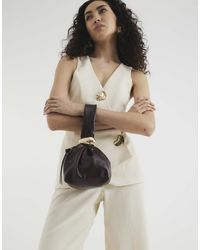 River Island - Burgundy Metal Grab Bag - Lyst