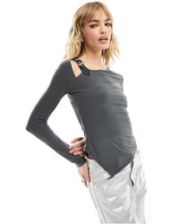 Collusion - Long Sleeve Buckle Trim Slinky Top - Lyst