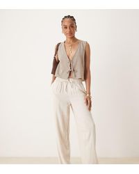 ASOS - Asos Design Tall Linen Look Pull On Trousers - Lyst