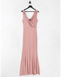 Lipsy Plunge Maxi Dress With - Pink